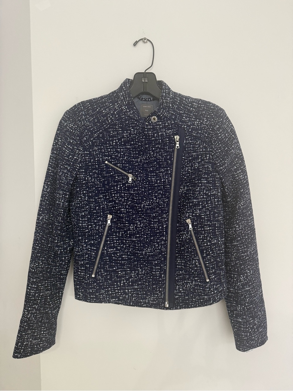 GAP Navy Tweed Zip-Front Jacket